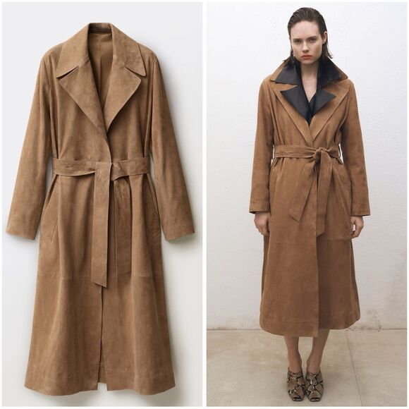 Mango Jackets & Blazers - Mango 100% Genuine Suede Trench Coat New